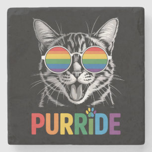 Posavasos De Piedra Purride Cat Gay Lesbian Rainbow LGBTQ Ally Orgullo