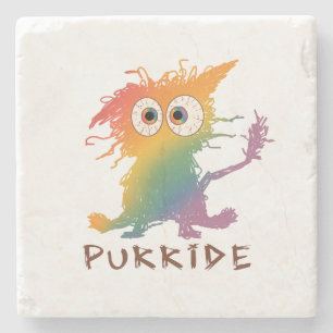 Posavasos De Piedra Purride - Gato arcoiris con desordenada actuación 