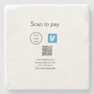 Posavasos De Piedra Q R código venmo scan para pagar añadir logotipo m