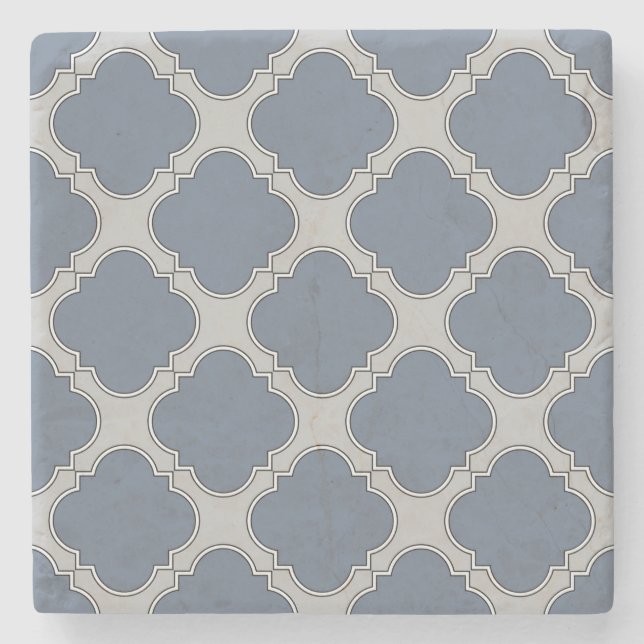 Posavasos De Piedra Quatrefoil azul-gris (Anverso)