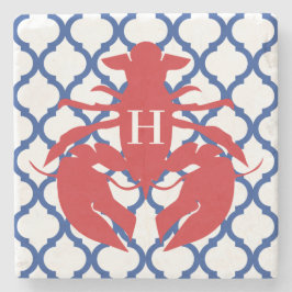 Posavasos De Piedra Quatrefoil Lobster Monograma Piedra Ataradora