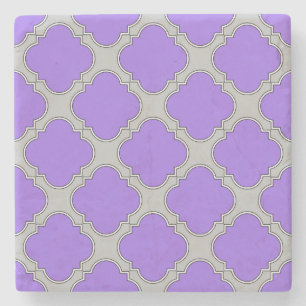 Posavasos De Piedra Quatrefoil púrpura y gris