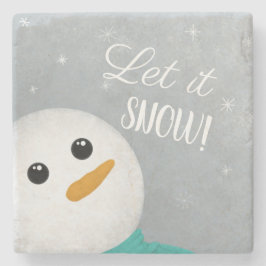 Posavasos De Piedra Que Nieva Snowman