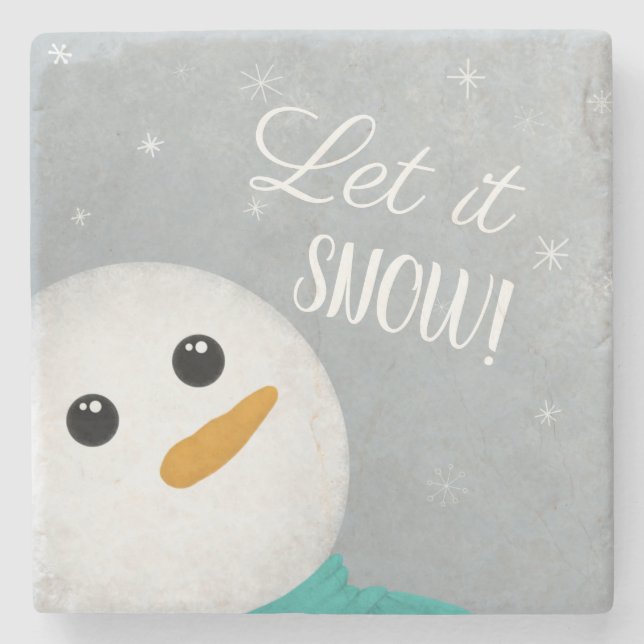 Posavasos De Piedra Que Nieva Snowman (Anverso)