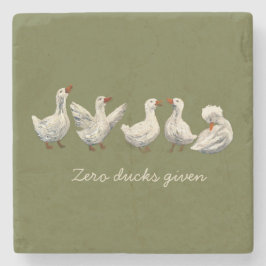 Posavasos De Piedra Quiet Quack: White Duck Starry Night Goose