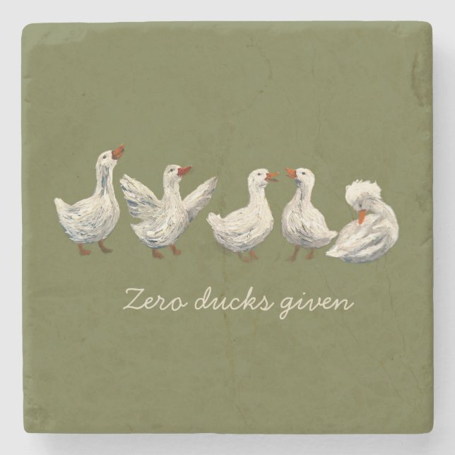 Posavasos De Piedra Quiet Quack: White Duck Starry Night Goose (Anverso)