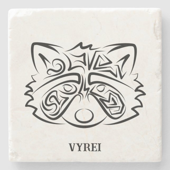 Posavasos De Piedra Racco tribal blanco y negro (Anverso)