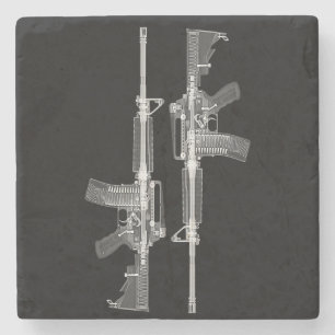Posavasos De Piedra Radiografía del rifle AR-15 del arma real
