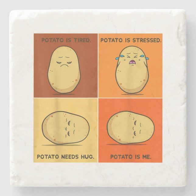 Posavasos De Piedra Raíz de Potato Vegetable Tater Vegan Lover Keto (Anverso)