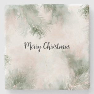 Posavasos De Piedra Ramas de árbol de pino Navidad