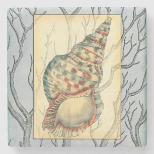 Posavasos De Piedra Ramas del Seashell y de árbol