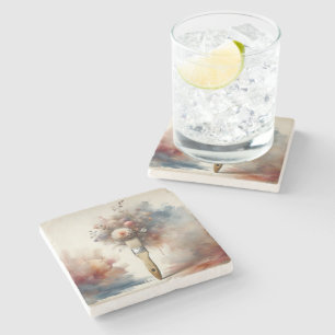 Posavasos De Piedra Ramo de flores con pincel soñador