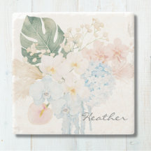 Ramo Floral de Flores Tropicales Monograma Acuarel