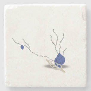 Posavasos De Piedra Ramo minimalista de conchas marinas Poema de vidri