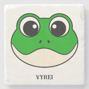 Posavasos De Piedra Rana Cute Sonriente