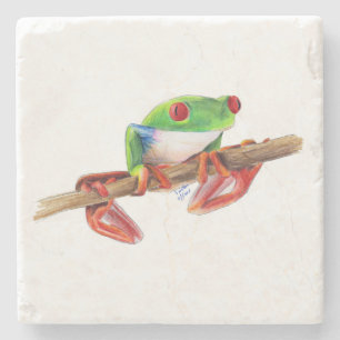 Posavasos De Piedra Rana de árbol Treefrog adorable dibujo de ilustrac