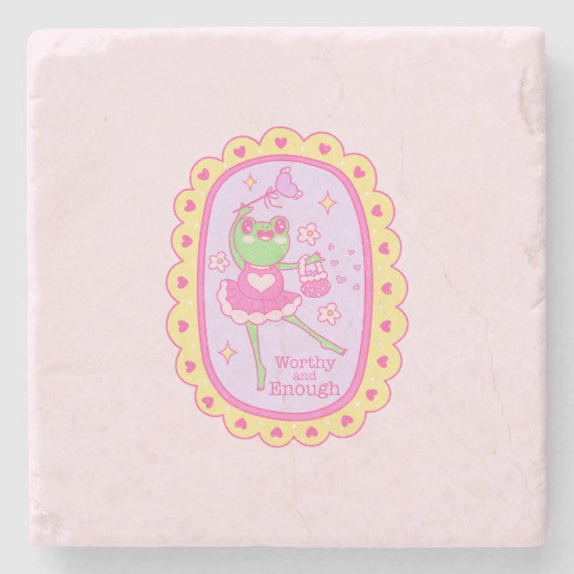 Posavasos De Piedra Rana dulce de gelatina - digna y suficiente (Anverso)