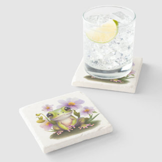 Posavasos De Piedra Rana dulce en flores