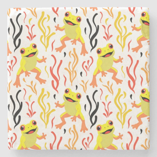 Posavasos De Piedra Ranas juguetonas (Anverso)