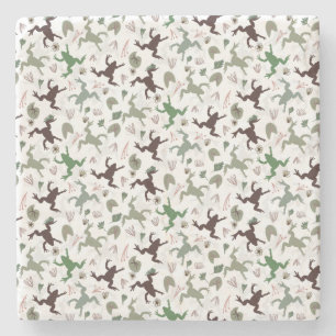 Posavasos De Piedra Ranas Lindas Patrón Floral de la Naturaleza