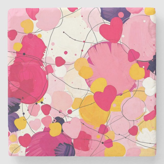 Posavasos De Piedra "Random Love Thoughts" - Colourful Abstract (Anverso)