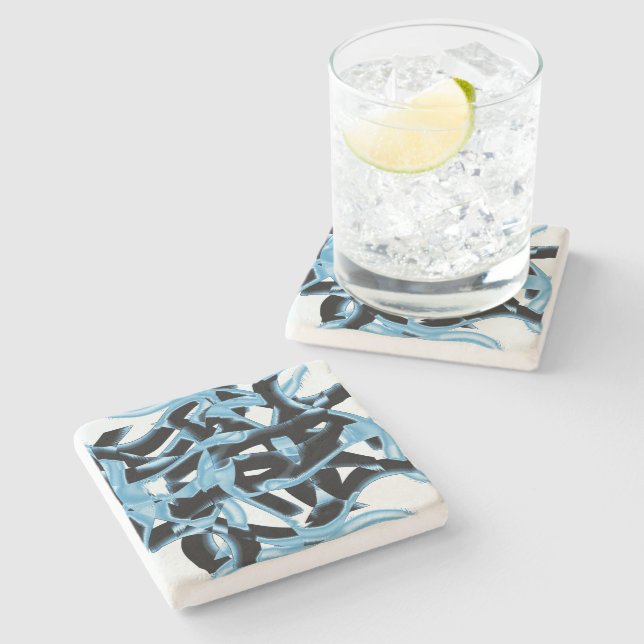 Posavasos De Piedra Raspones o cintas negros y azules destruidos (Lateral)