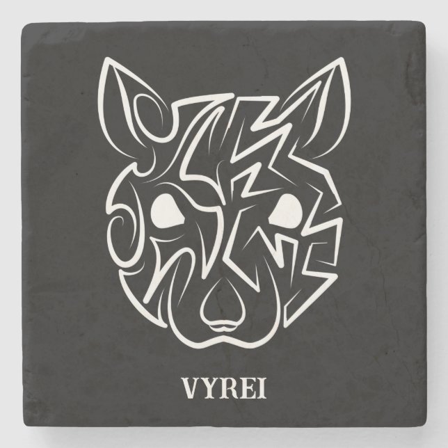 Posavasos De Piedra Rata tribal negra y blanca (Anverso)