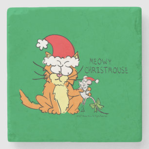 Posavasos De Piedra Ratón raso de Personalizado gracioso Navidades