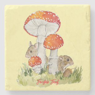 Posavasos De Piedra Ratones y setas forestales