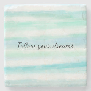 Posavasos De Piedra Rayas acuáticas blancas azul Aqua Mint