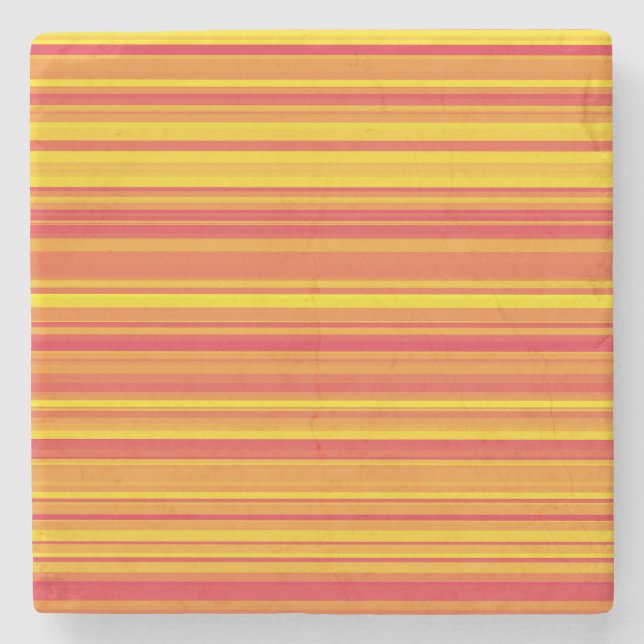 Posavasos De Piedra Rayas amarillas rojas naranja (Anverso)