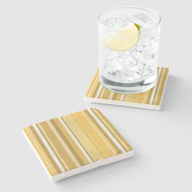Posavasos De Piedra Rayas Amarillo (Lateral)