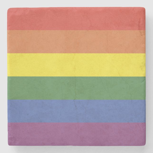 Posavasos De Piedra Rayas arcoiris (Anverso)