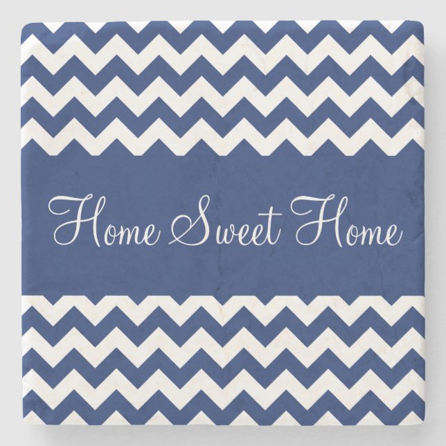 Posavasos De Piedra Rayas azules de Chevron del zafiro (Anverso)