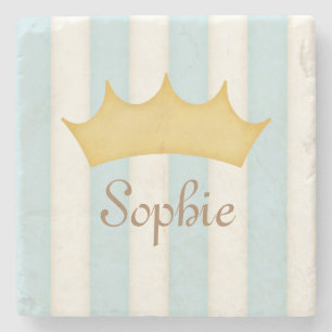 Posavasos De Piedra Rayas Azules Personalizadas Regio Príncipe o Princ