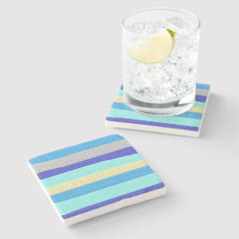 Posavasos De Piedra Rayas azules Pinceles