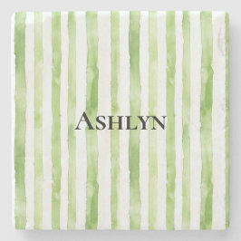 Posavasos De Piedra Rayas blancas verdes tropicales