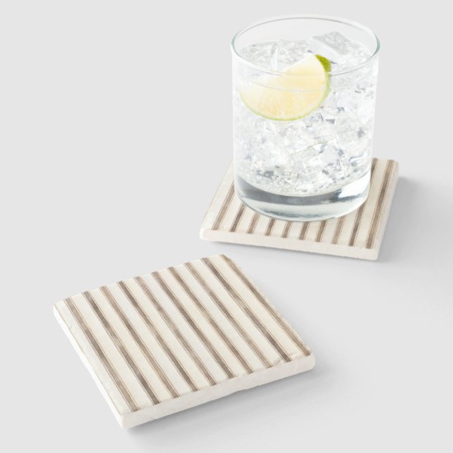 Posavasos De Piedra Rayas Crema Marrón (Lateral)