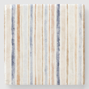 Posavasos De Piedra Rayas Crema Marrón Azul