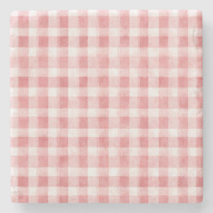 Posavasos De Piedra Rayas Cuadros Blancos Rosados