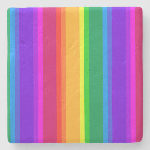 Posavasos De Piedra Rayas de arco iris irregulares