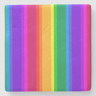 Posavasos De Piedra Rayas de arco iris irregulares