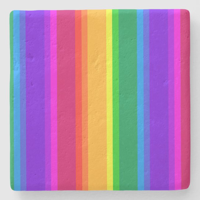 Posavasos De Piedra Rayas de arco iris irregulares (Anverso)