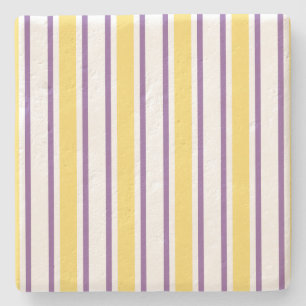 Posavasos De Piedra Rayas de caramelo amarillas, violetas y blancas