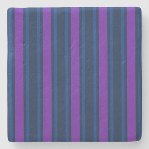 Posavasos De Piedra Rayas de caramelo azul y violeta