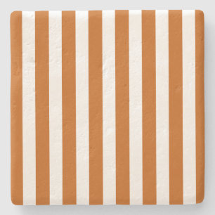 Posavasos De Piedra Rayas de caramelo blanco y naranja quemado