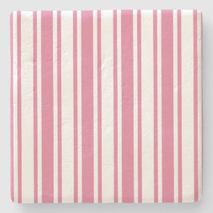 Posavasos De Piedra Rayas de caramelo rosa y blanco