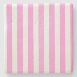 Posavasos De Piedra Rayas de caramelo rosa y blanco