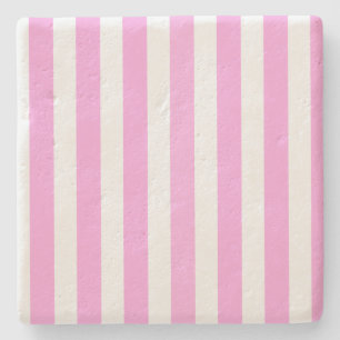 Posavasos De Piedra Rayas de caramelo rosa y blanco