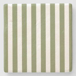 Posavasos De Piedra Rayas de caramelo verde oliva y blanco